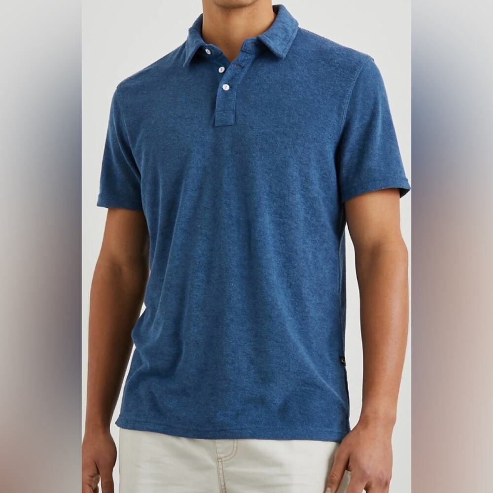 Rails Rhen polo shirt men’s blue terry cloth polo shirt size large